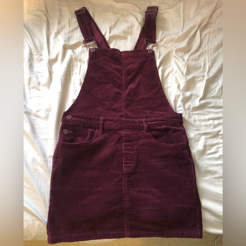 Burgundy Corduroy Overalls Dress Size Large